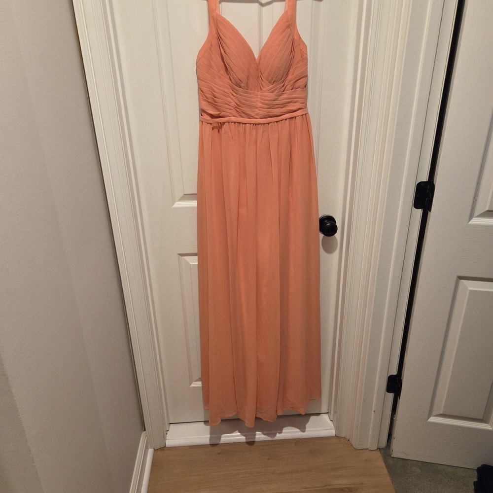 Azazie Orange Sleeveless V-neck Maxi Gown